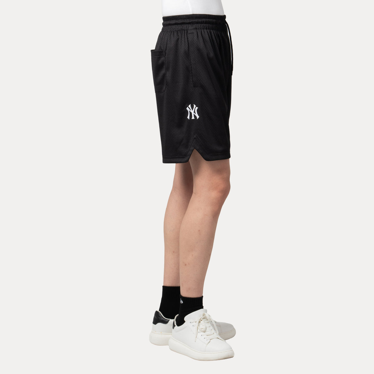 new york yankees mix league cross panels black basketball shorts back