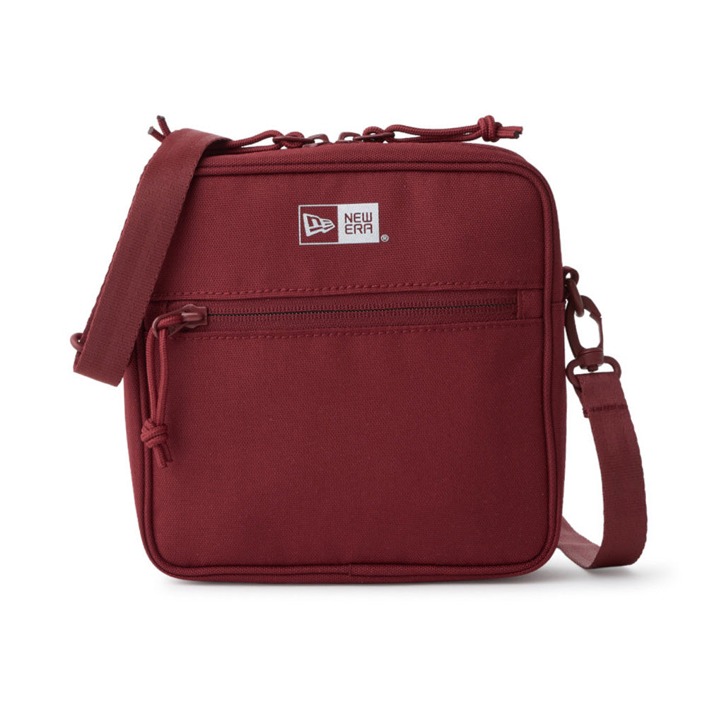 logo burgundy square shoulder pouch bag back