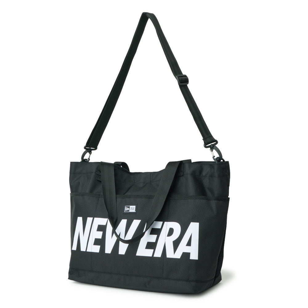 logo wordmark black gym tote bag tag and close up