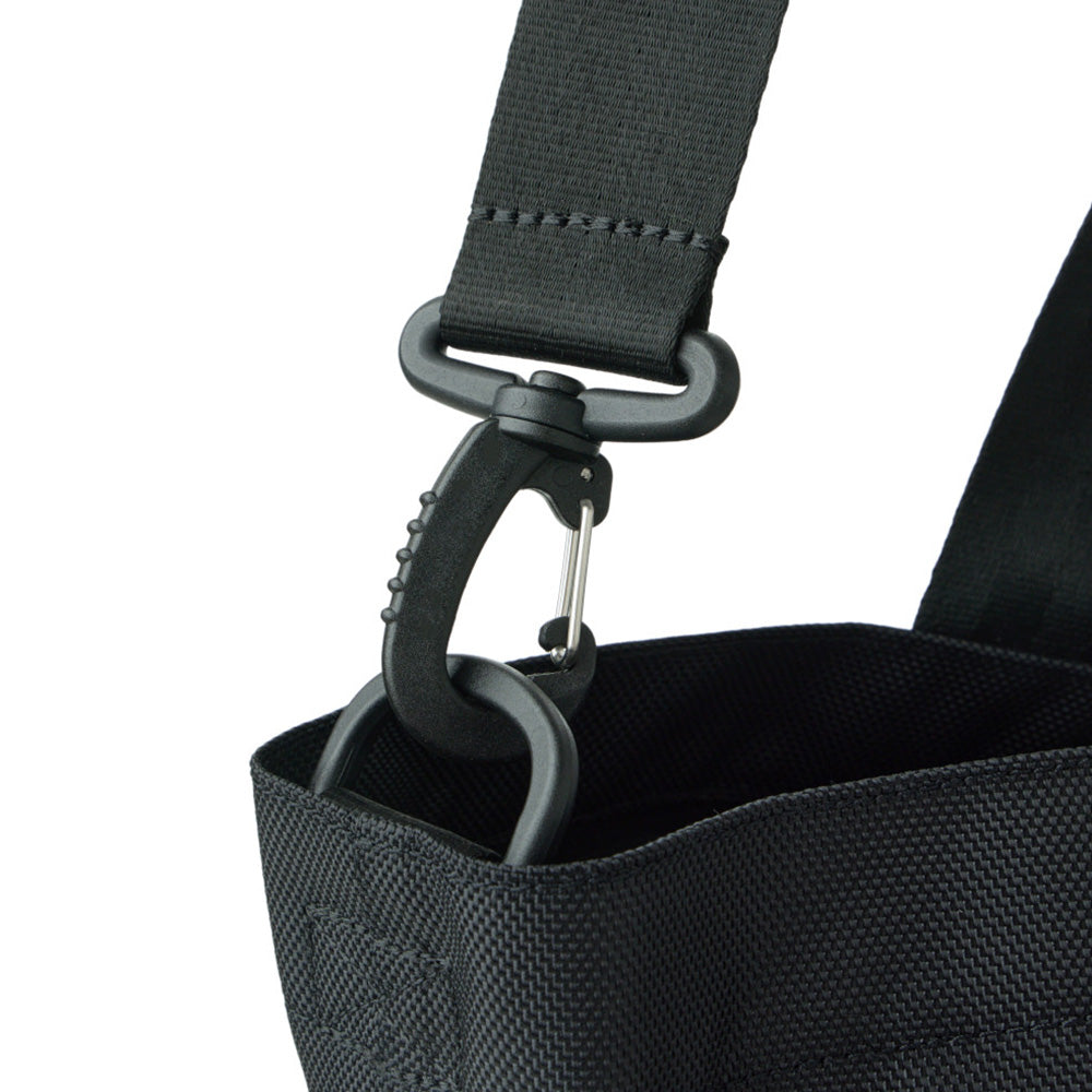 logo wordmark black gym tote bag side