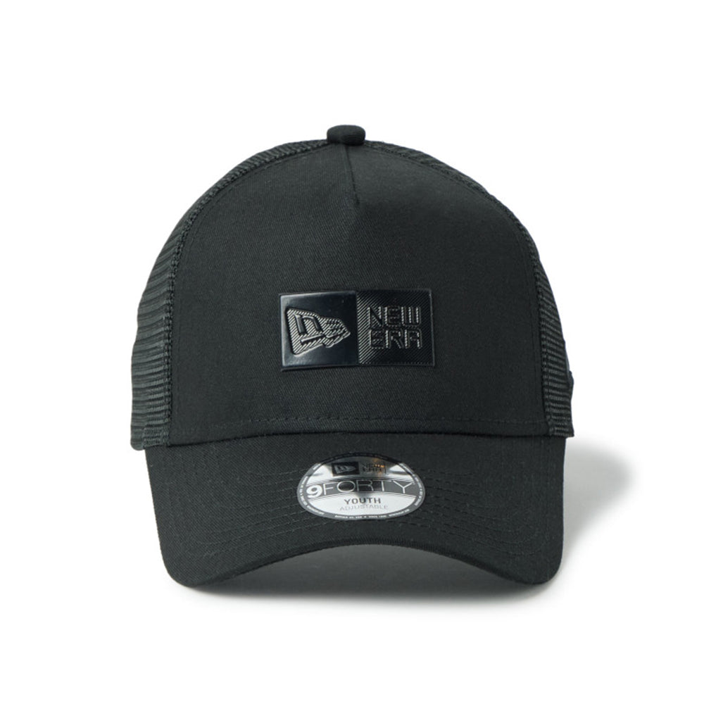 new era tpu box logo tonal black youth 9forty a frame trucker cap opposite