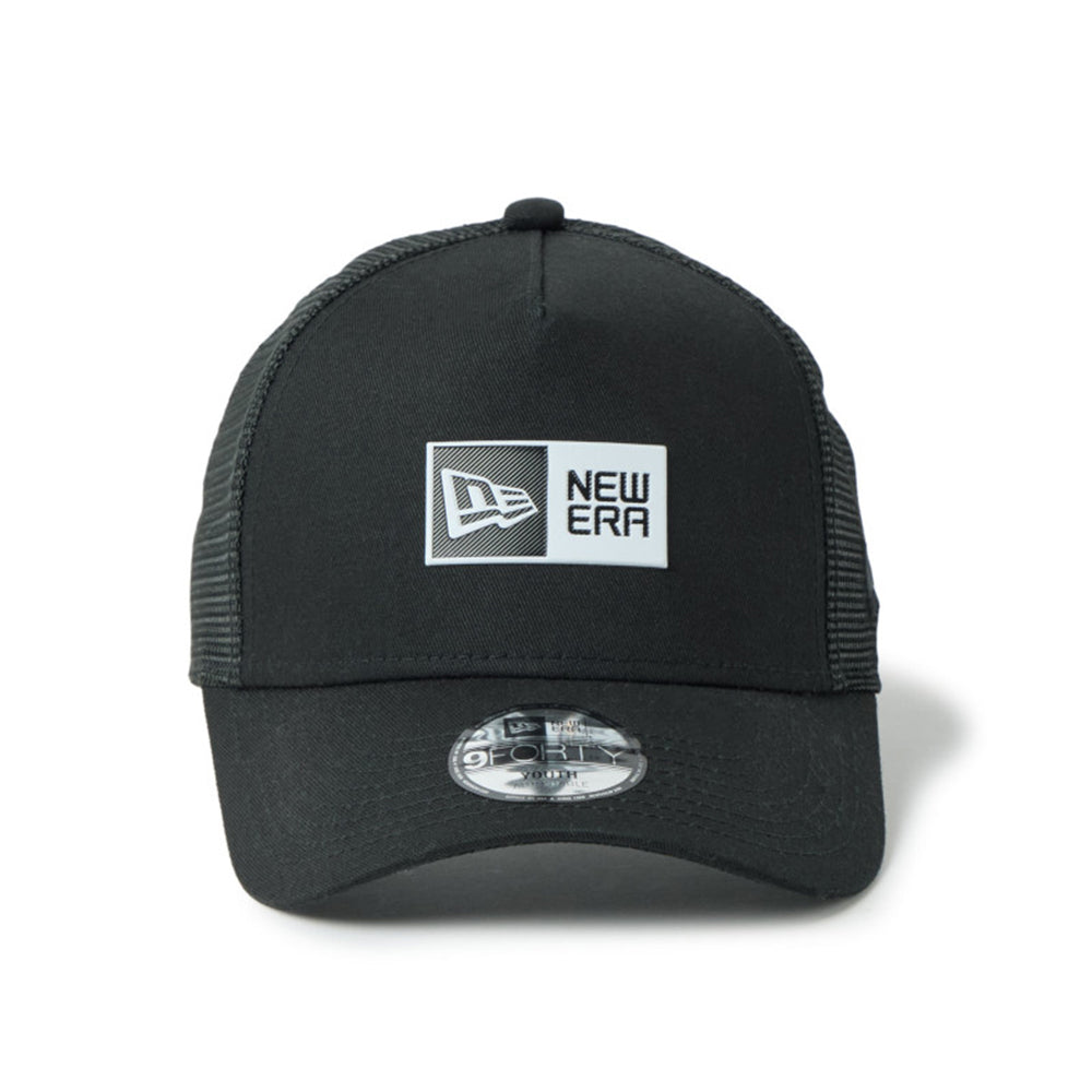 new era tpu box logo black youth 9forty a frame trucker cap opposite