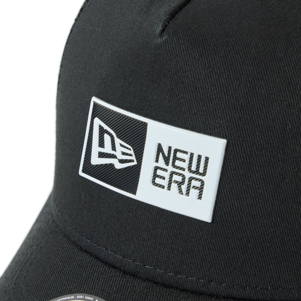new era tpu box logo black youth 9forty a frame trucker cap logo and print