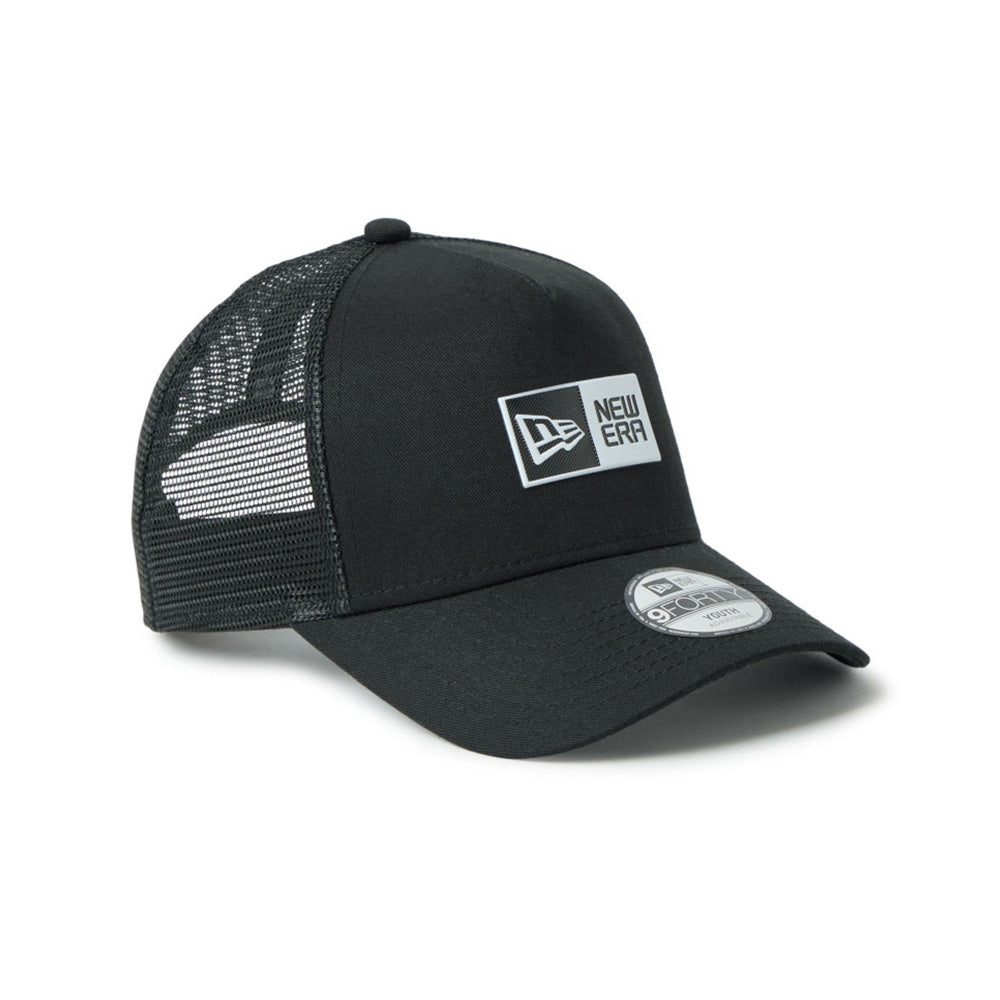 new era tpu box logo black youth 9forty a frame trucker cap side