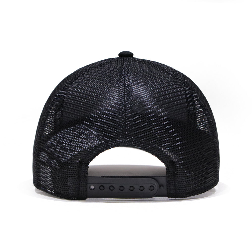 new era round patch black youth 9forty a frame trucker cap side