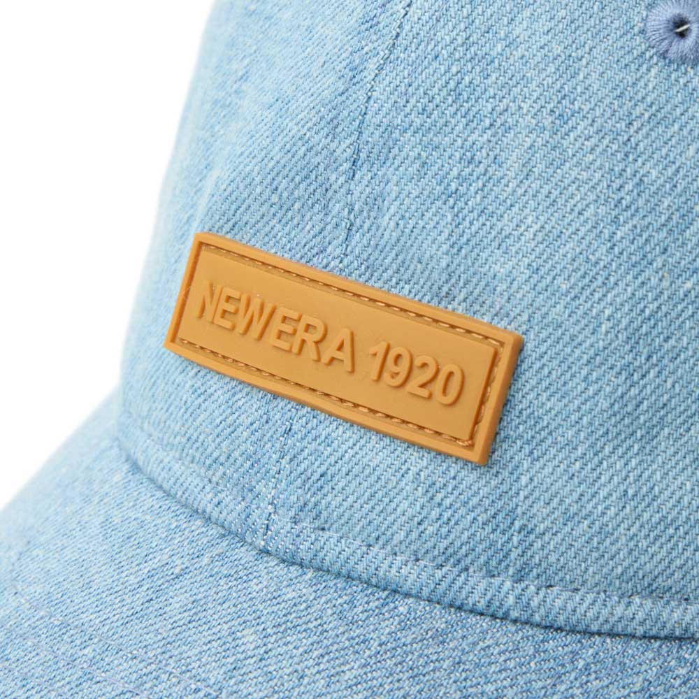 new era 1920 patch washed denim youth 9twenty adjustable cap logo and print