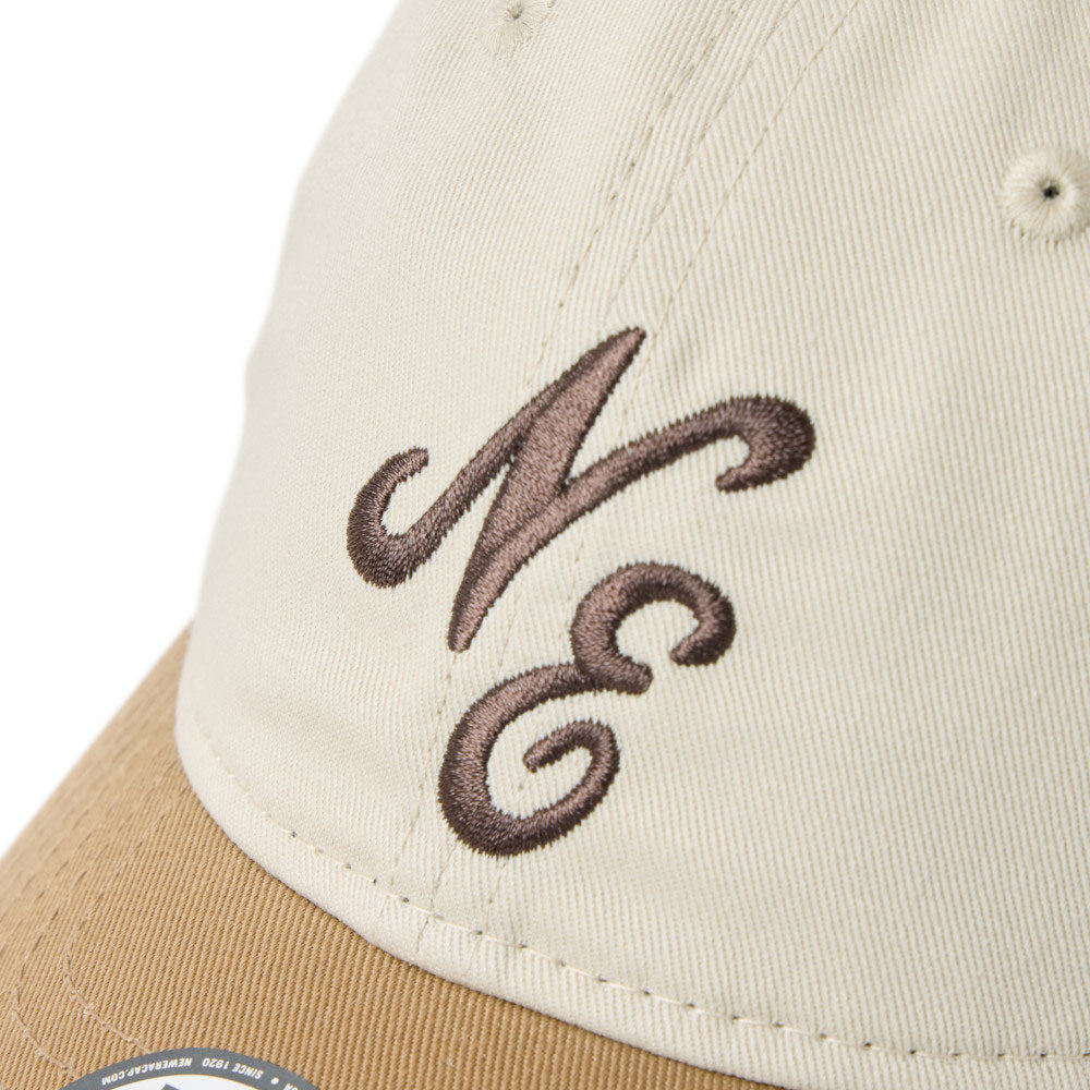 new era ne script stone khaki youth 9twenty adjustable cap logo and print