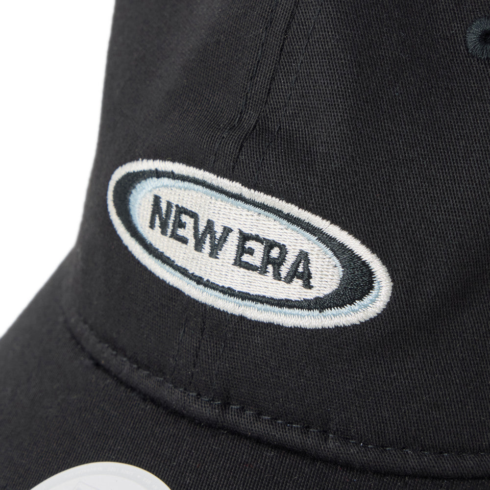new era oval logo golf women black 9twenty adjustable cap close-up front view