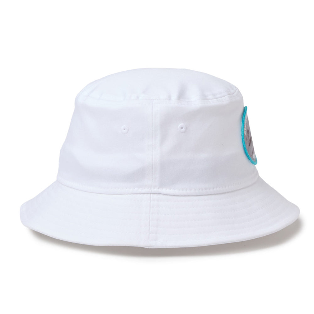 new era script oval patch white golf bucket hat other side