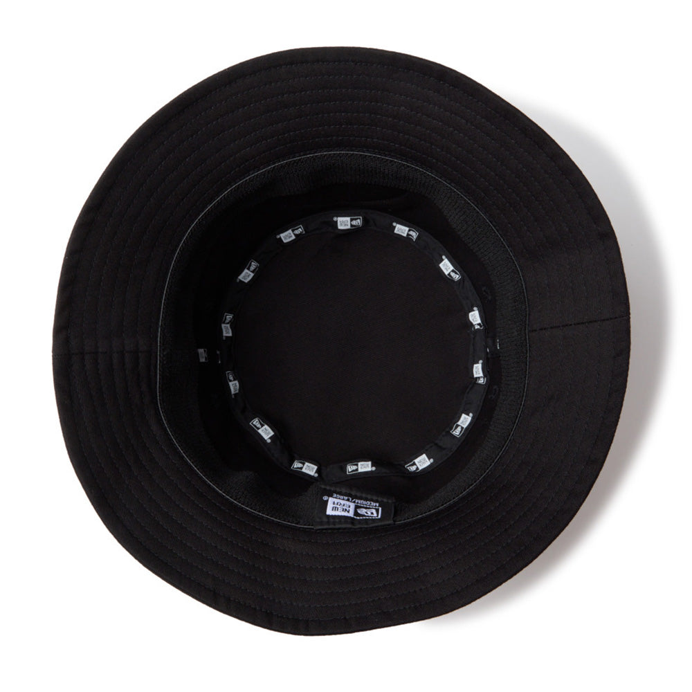 new era script oval patch black golf bucket hat under