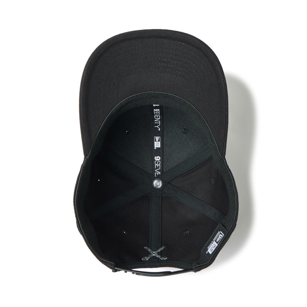 new era script oval patch black golf 9seventy stretch snapback cap detail and color