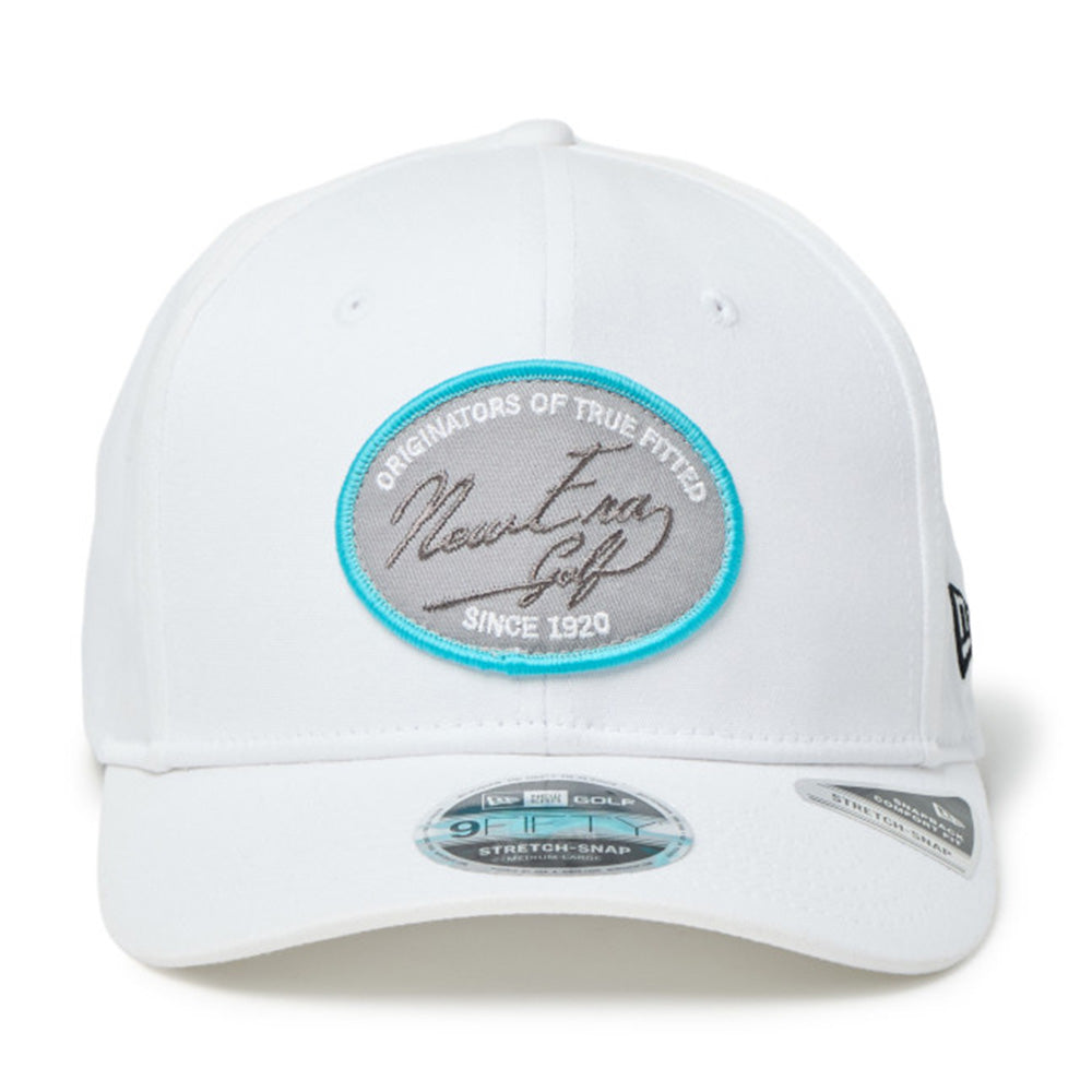new era script oval patch white golf 9fifty stretch snapback cap opposite