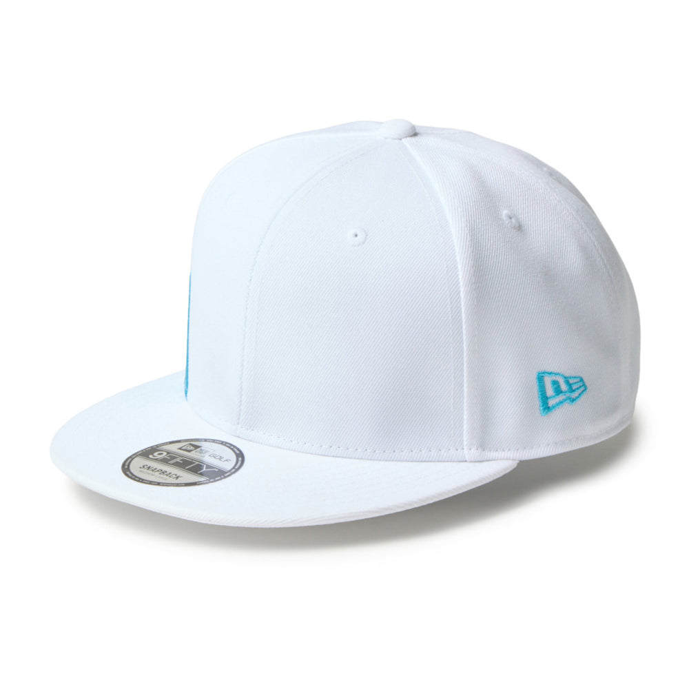 new era wordmark golf stencil logo white 9fifty snapback cap side