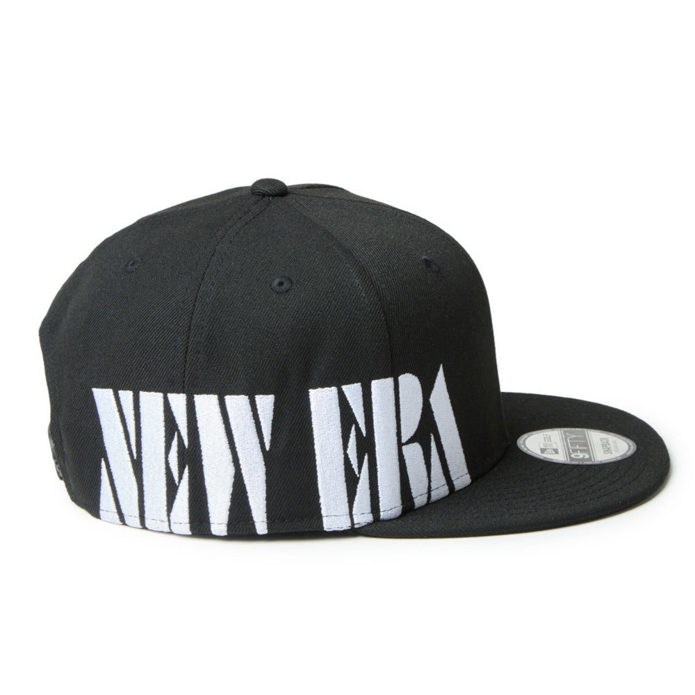new era wordmark golf stencil logo black 9fifty snapback cap with white 'New Era' logo on a white background