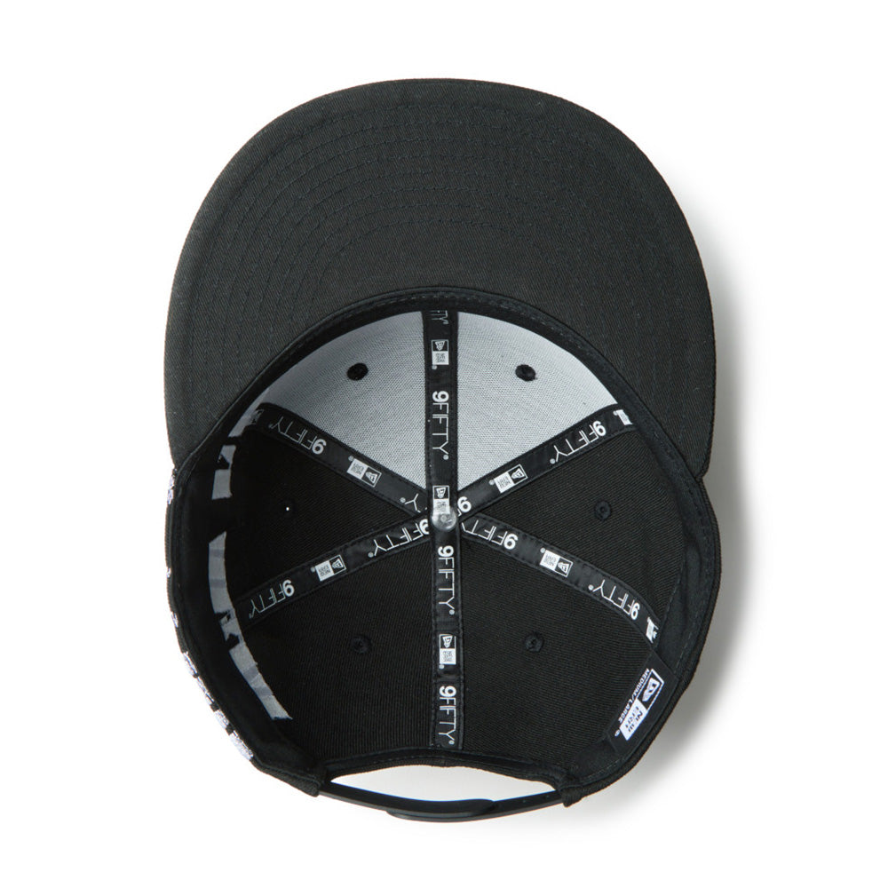 new era wordmark golf stencil logo black 9fifty snapback cap detail and color