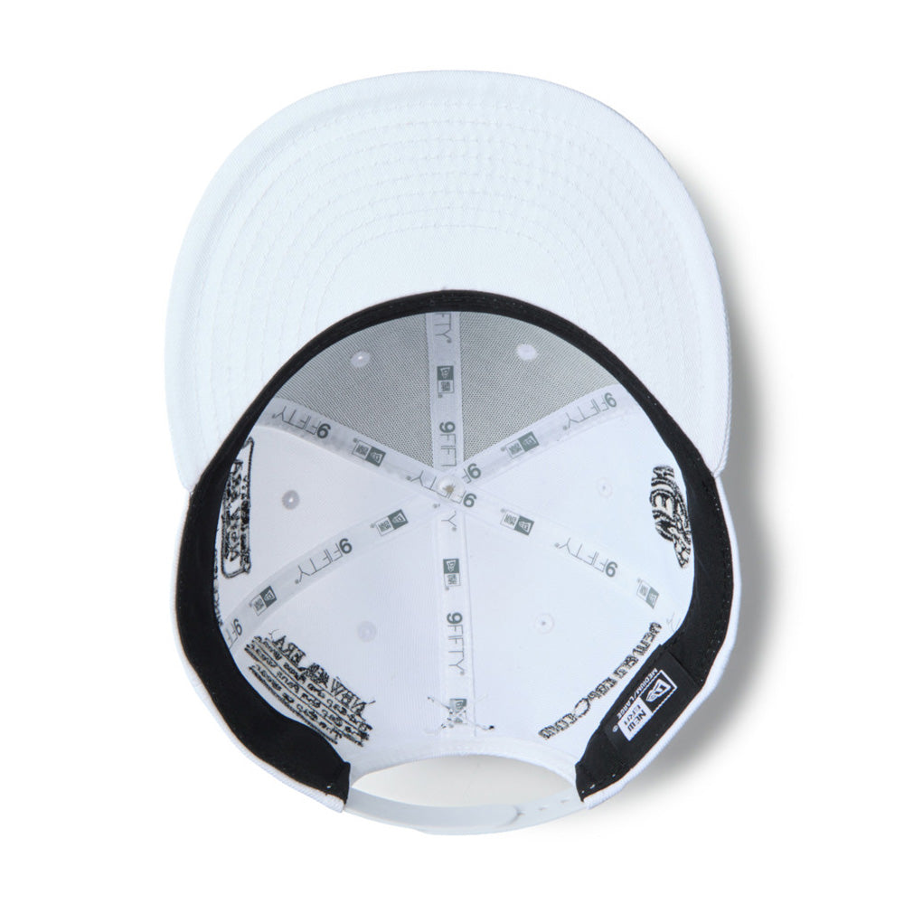 new era wordmark golf ne archive white 9fifty snapback cap detail and color