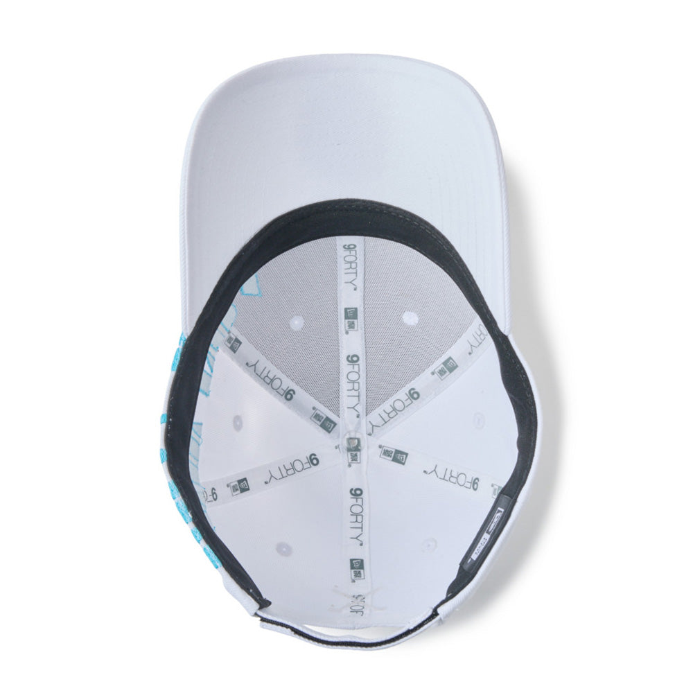 new era wordmark golf stencil logo white 9forty adjustable cap detail and color