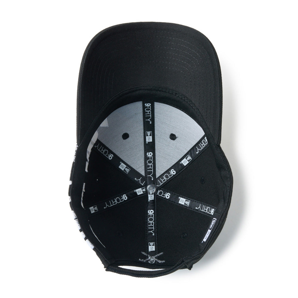 new era wordmark golf stencil logo black 9forty adjustable cap detail and color