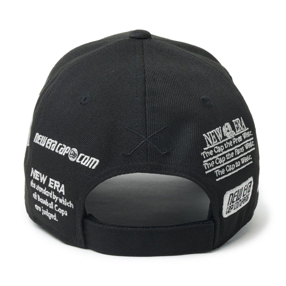 new era wordmark golf ne archive black 9forty velcro strap adjustable cap detail and color