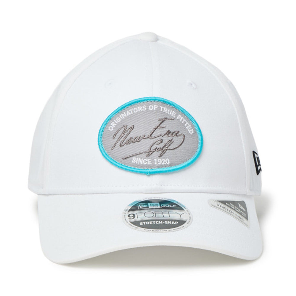 new era script oval patch white golf 9forty stretch snapback cap opposite