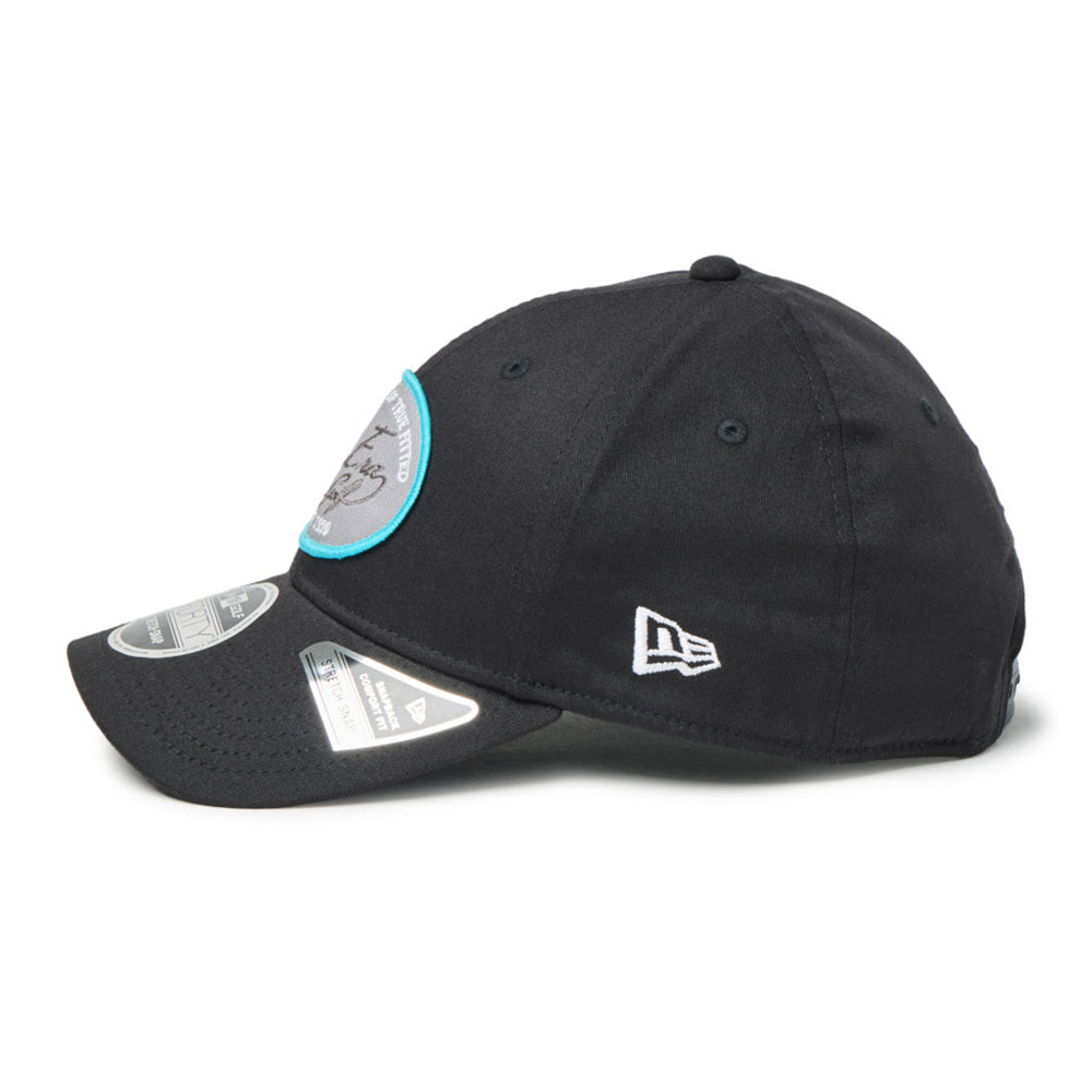 new era script oval patch black golf 9forty stretch snapback cap side