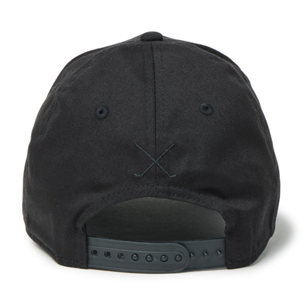 new era script oval patch black golf 9forty stretch snapback cap angle