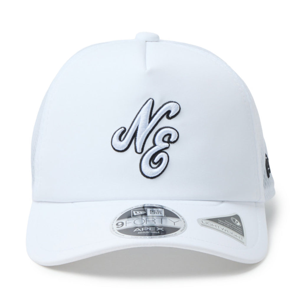 new era script golf white 9forty apex adjustable cap logo and print