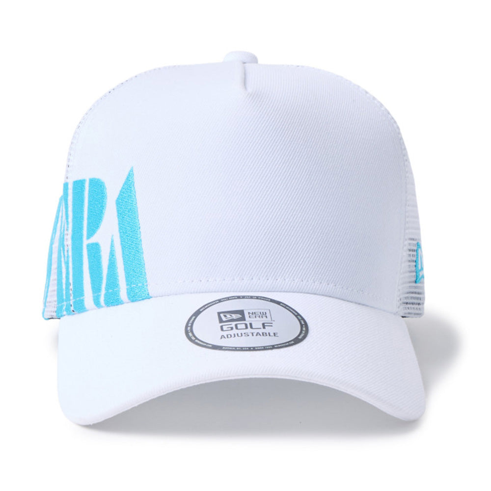 new era wordmark golf stencil logo white 9forty a frame trucker snapback cap opposite