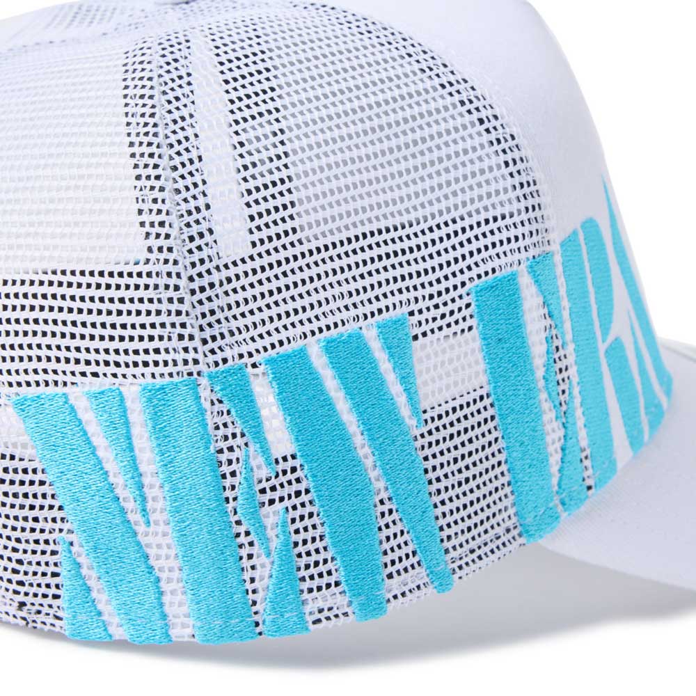 new era wordmark golf stencil logo white 9forty a frame trucker snapback cap angle