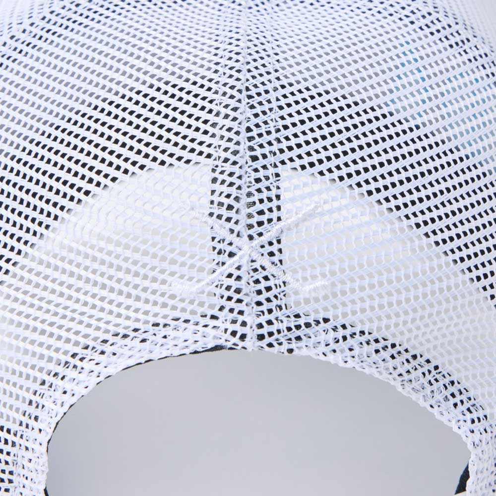 Close-up new era wordmark golf stencil logo white 9forty a frame trucker snapback cap