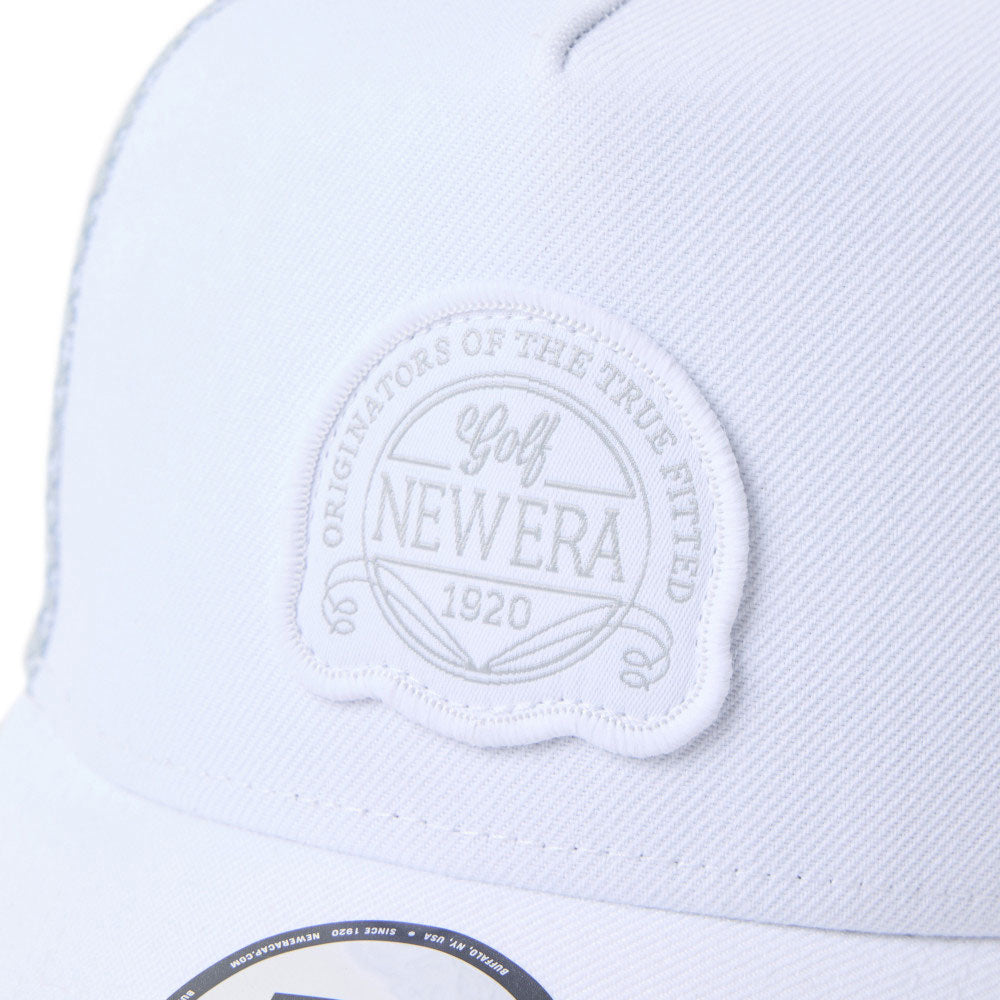 new era golf double mesh white grey 9forty a frame adjustable cap logo and print