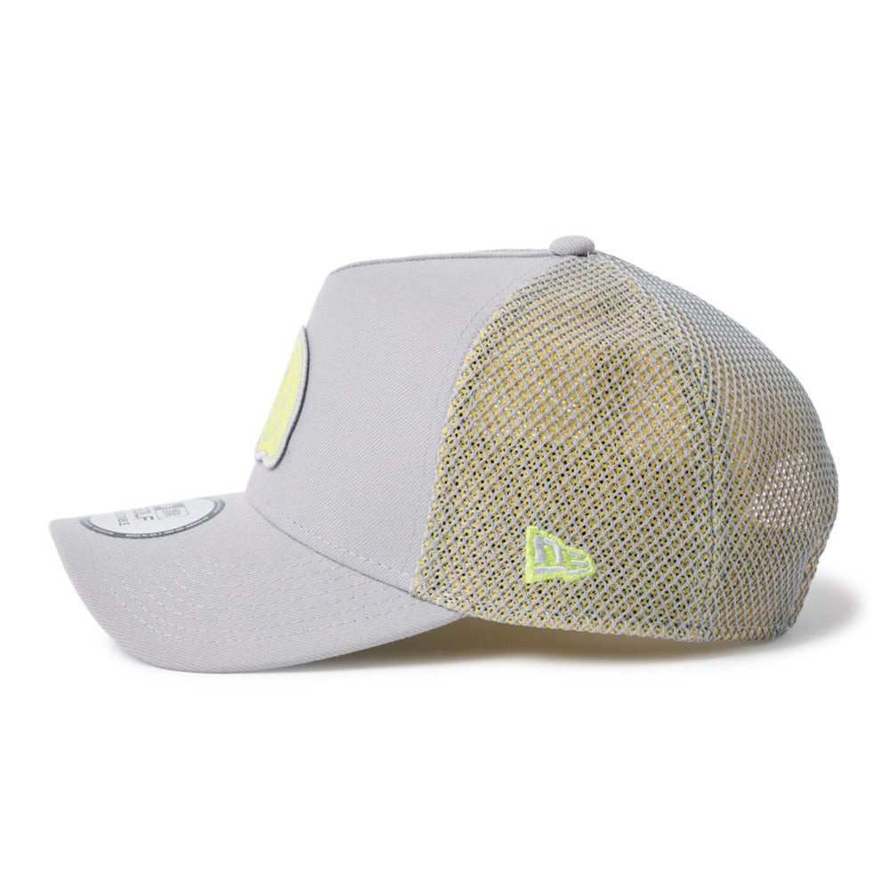 new era golf double mesh yellow grey 9forty a frame trucker snapback cap side