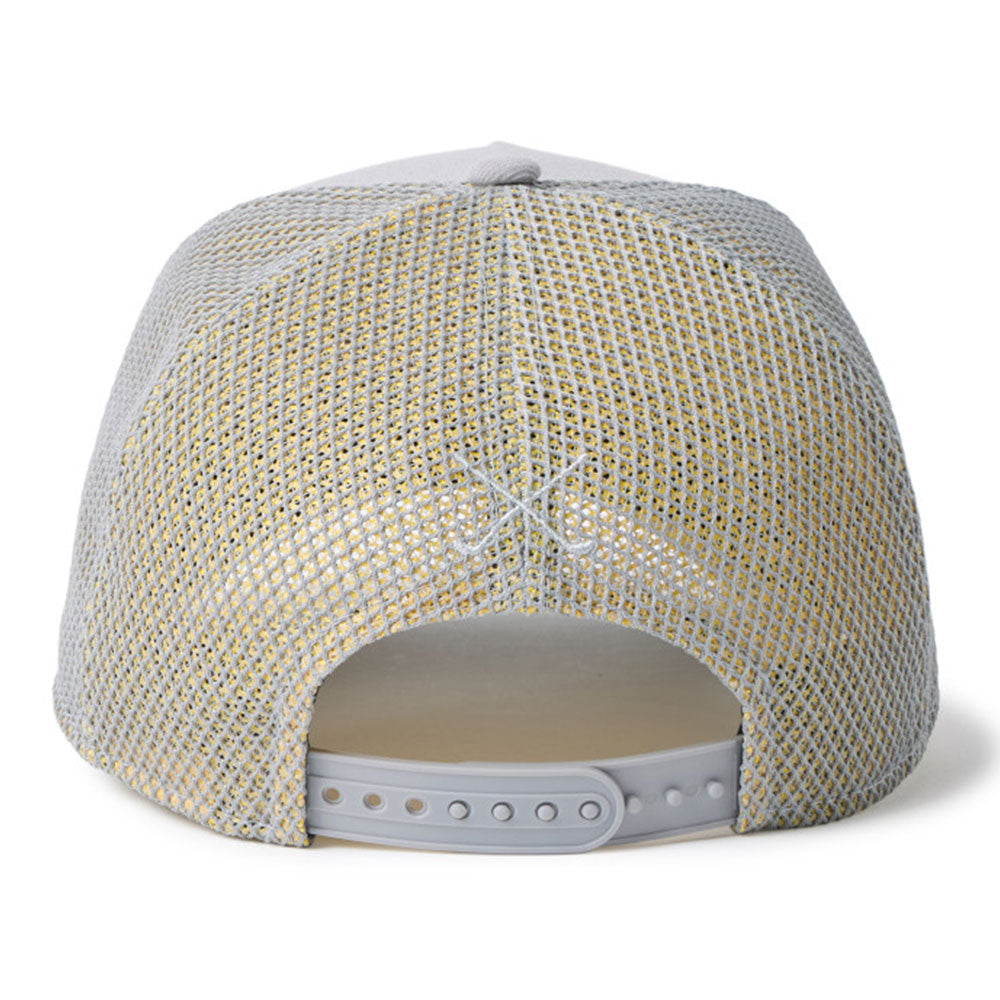 new era golf double mesh yellow grey 9forty a frame trucker snapback cap detail and color