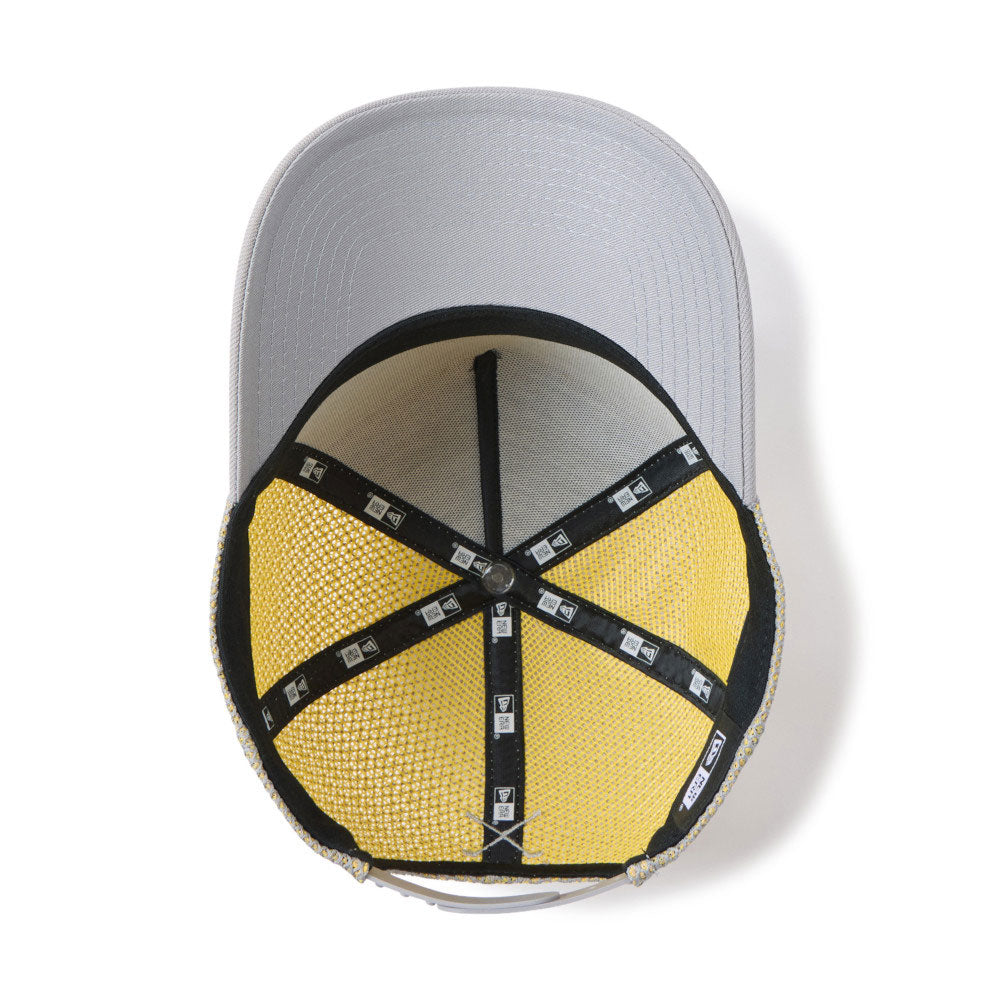 new era golf double mesh yellow grey 9forty a frame trucker snapback cap angle