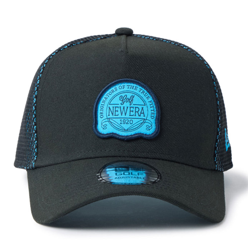 new era golf double mesh black teal 9forty a frame trucker snapback cap opposite