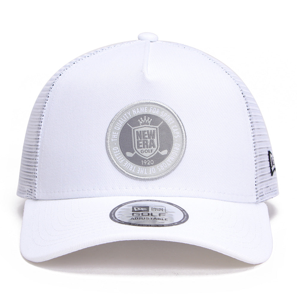 new era golf circle patch white 9forty a frame snapback cap front and side