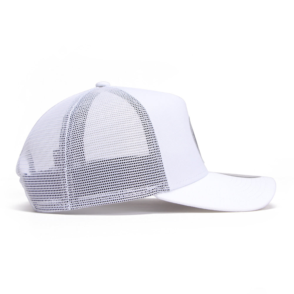 new era golf circle patch white 9forty a frame snapback cap angle