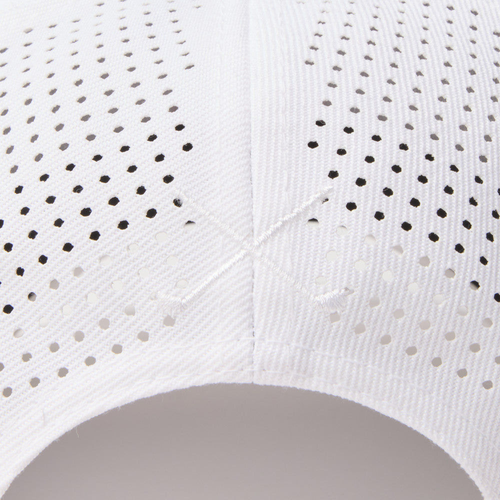 new era box logo golf white 9forty a frame adjustable cap close-up back view