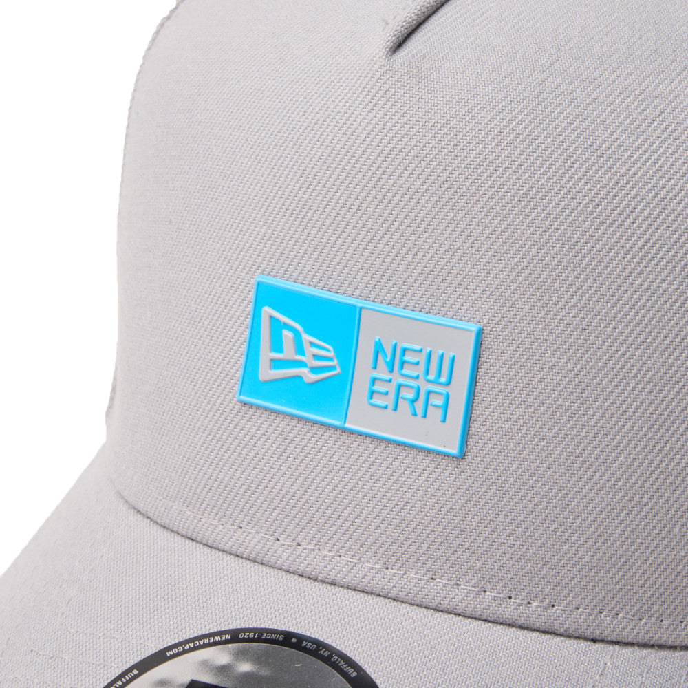 new era box logo golf grey 9forty a frame adjustable cap close-up front view