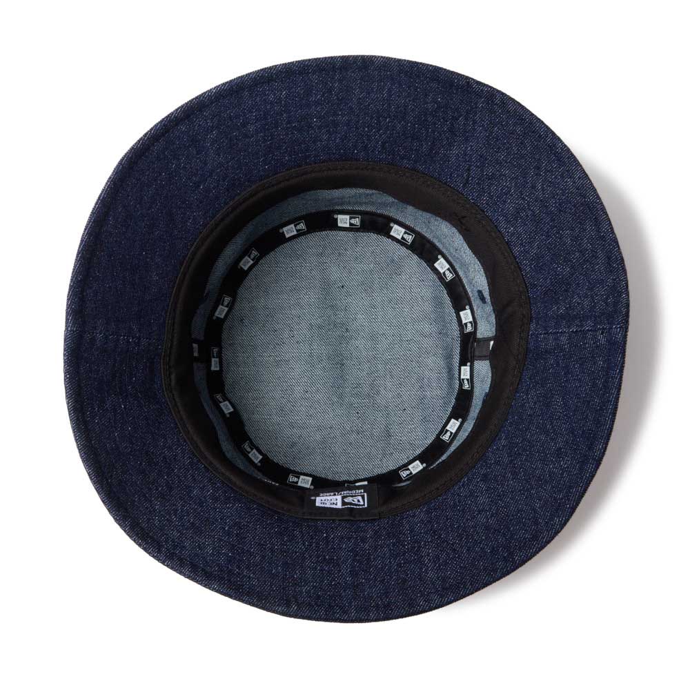 new era 1920 patch denim bucket hat front and side