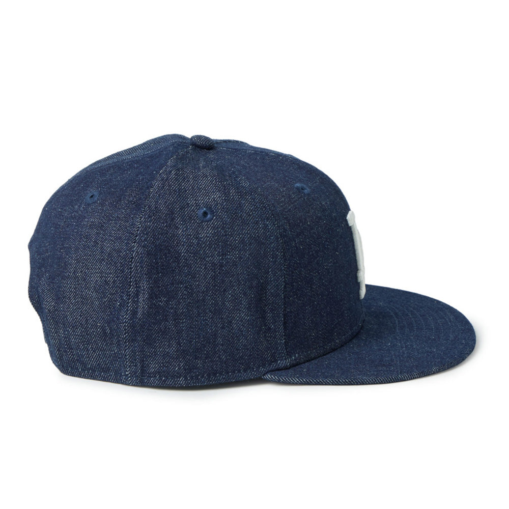 new era los angeles dodgers denim 9fifty snapback cap opposite side or other angle view