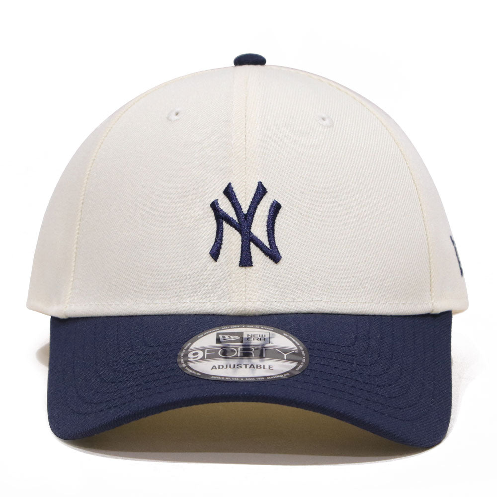 new era new york yankees sweat band cream navy 9forty adjustable cap front and side