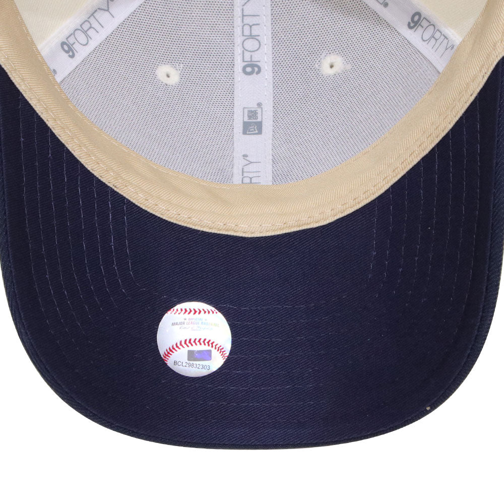 new era new york yankees sweat band cream navy 9forty adjustable cap logo and print