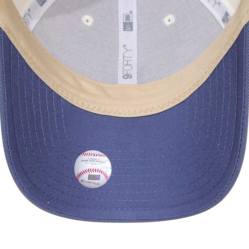 new era los angeles dodgers sweat band cream blue 9forty adjustable cap side