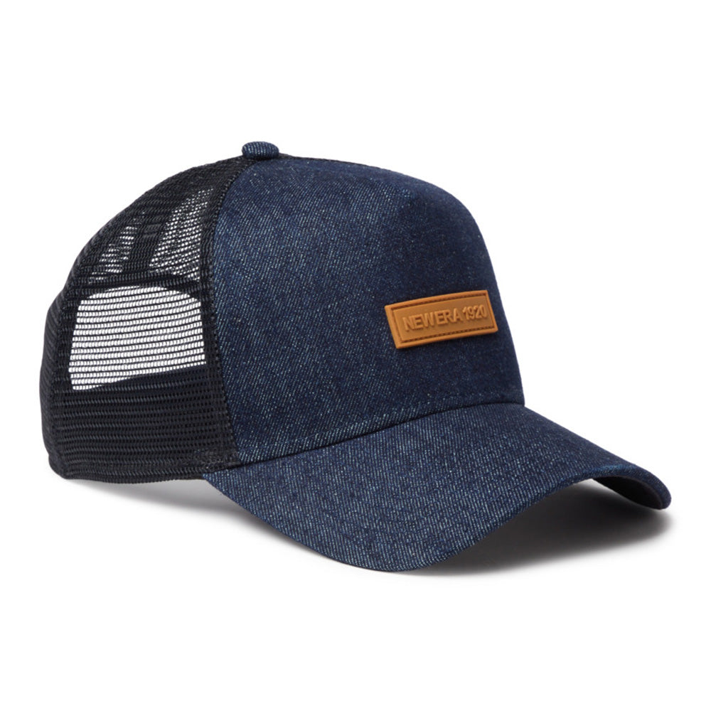 new era 1920 patch denim 9forty a frame trucker snapback cap side