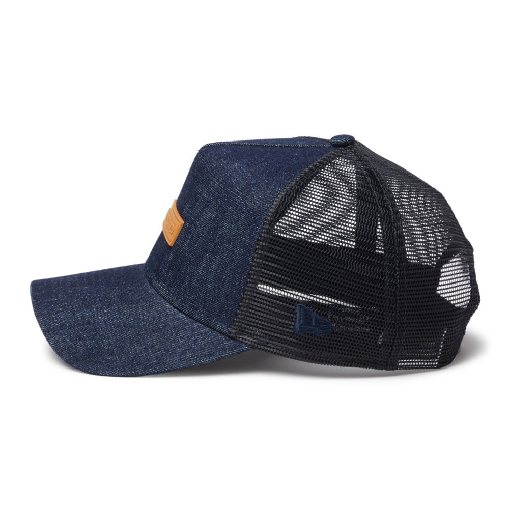 new era 1920 patch denim 9forty a frame trucker snapback cap opposite side or other angle view