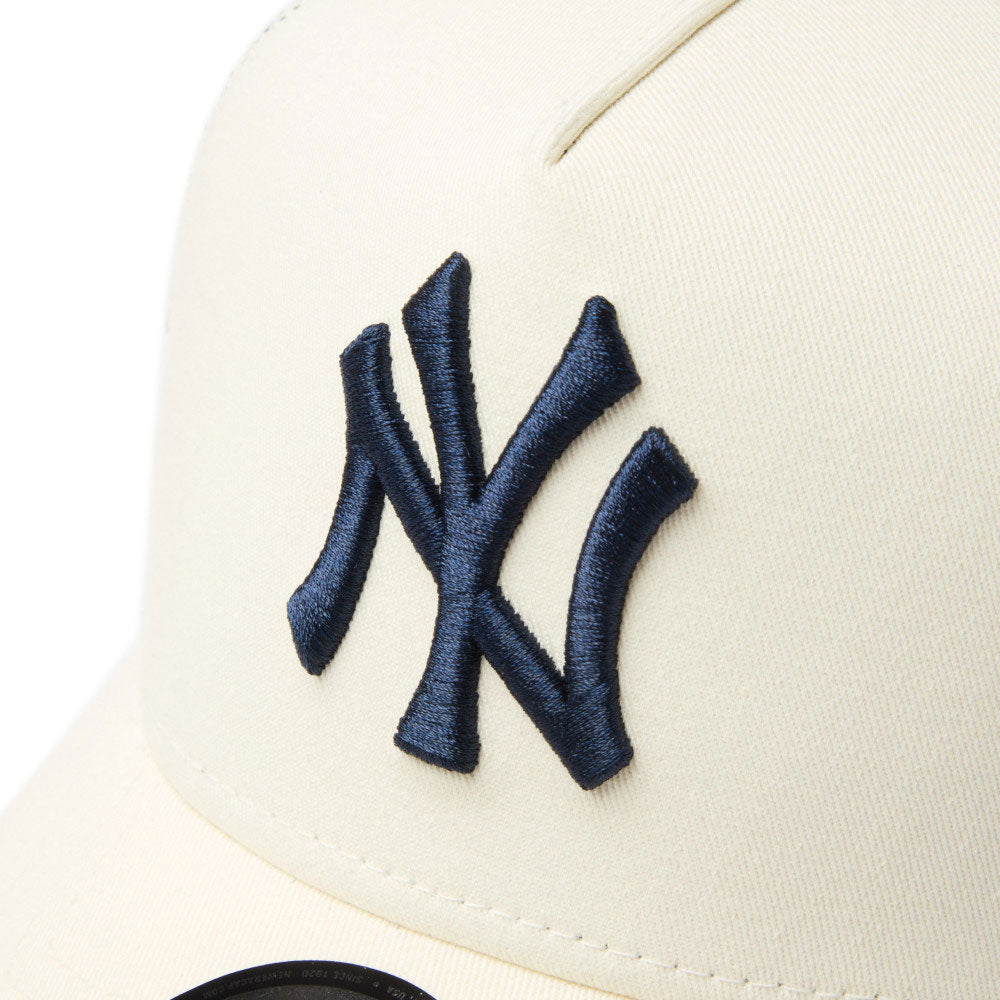 new era new york yankees emb mesh navy 9forty a frame trucker adjustable cap logo and print
