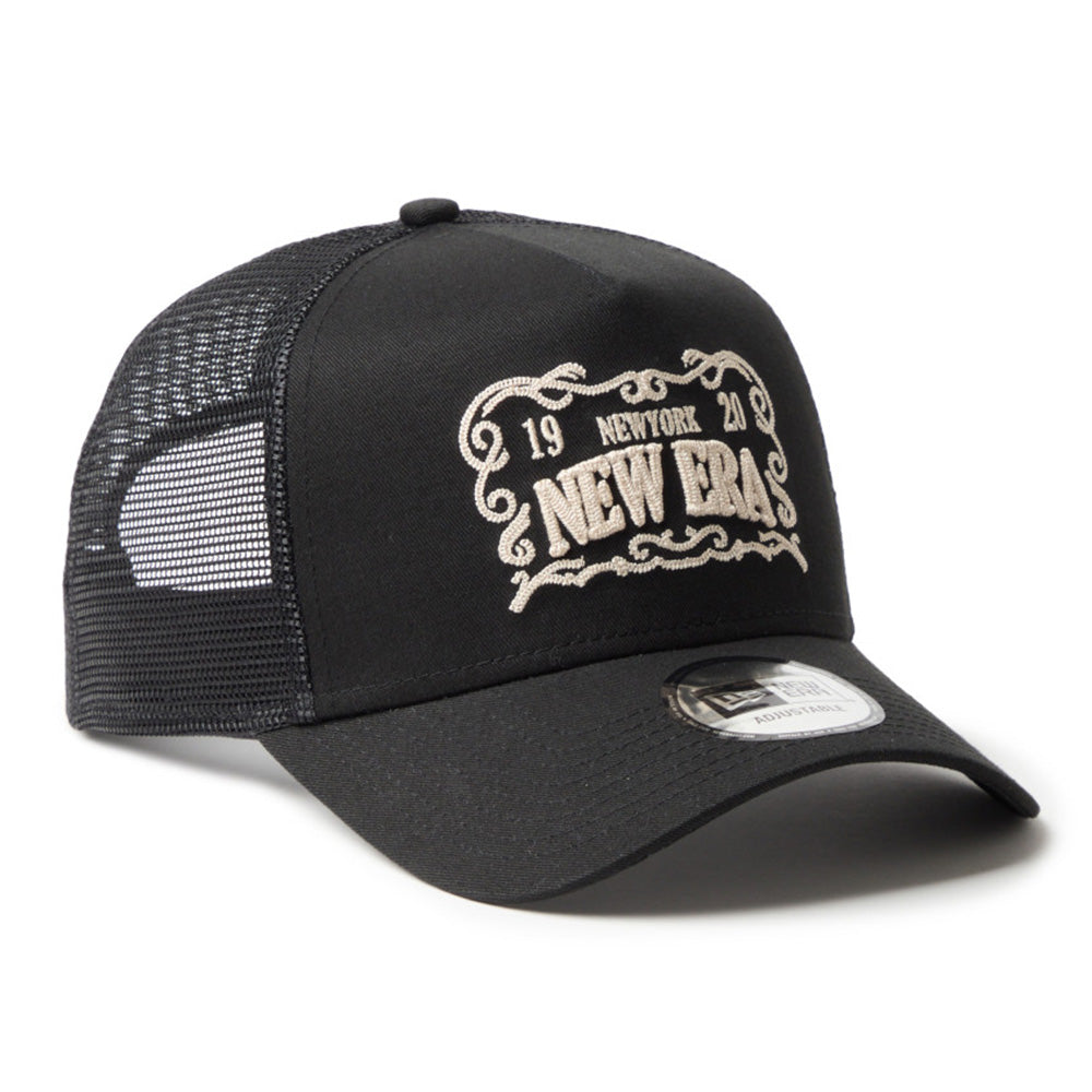 new era ne frame logo black 261 9forty a frame trucker cap logo and print