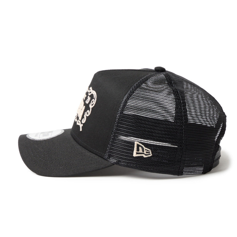 new era ne frame logo black 261 9forty a frame trucker cap side