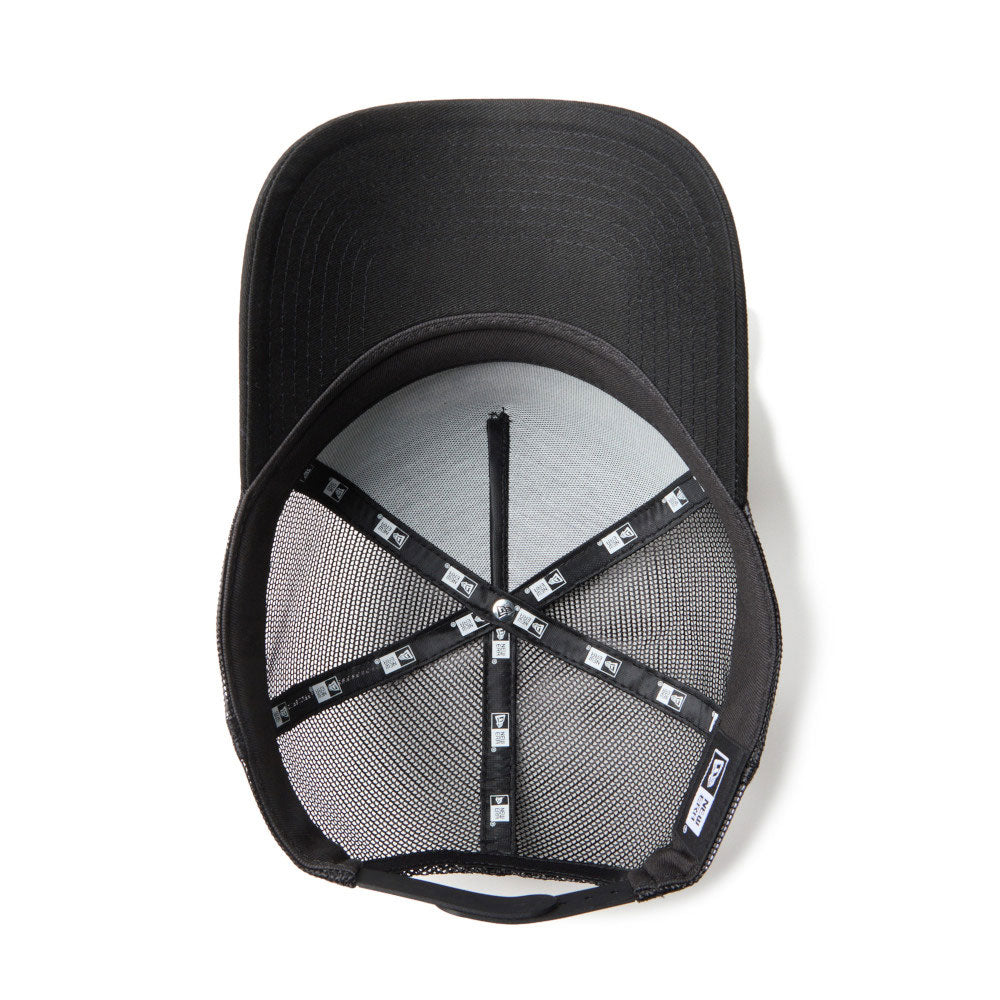 new era ne frame logo black 261 9forty a frame trucker cap angle